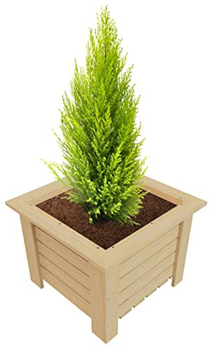 Generisch Macetero de madera para plantas, caja de madera natural, jardinera para hierbas, jardinera de madera auténtica, interior y exterior, 40 x 40 x 30 cm