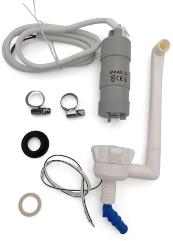CR-MOESANCO® KIT Robinet + Pompe + 2 Pinces INOX pour Caravane 12v Camping Car Camping Car Lavabo (MASS 10L)