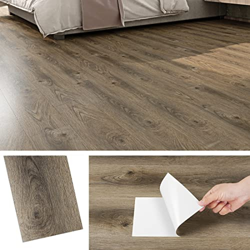 Livelynine Suelo Vinilo Autoadhesivo Madera Roble Natural 32 Piezas Impermeable Vinilo Adhesivo Suelo Madera Laminado Marrón 90x15 Suelos de Vinilos Adhesivos para Suelos Cocina Baño Dormitorio Salon