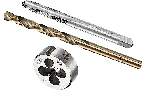 CoCud Metrisches Gewindebohrer und Matrize und Bohrer Bit Set M5 x 0.8 Gewindebohrer und Matrize Gewinde 4.2mm Bohrer Linke Hand Gewindebohrer Werkzeug - (für Gewindeschneiden Reparatur)