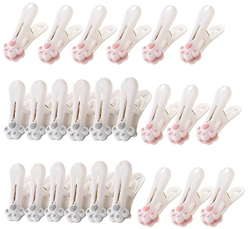 ACMEDE 24 Pinces à Llinge Robustes en Forme de Patte de Chat épingles à Linge sans Trace Pinces à Puce d'étanchéité épingles à Linge Miniature, Pinces à Linge pour Maison, 5,5 * 3,4 * 1,5cm