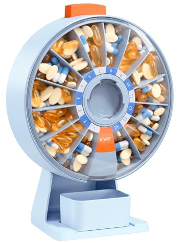Daviky Tablettenbox, Großer Pillendose zur Wandmontage oder freien Aufstellung, Tablettenbox 14 tage Druckknopf-Design, Wochen-Pillendose für Vitamine, Medikamente, Nahrungsergänzung & Fischöl