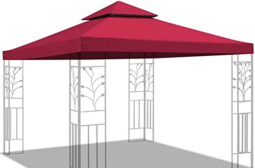 frides Pavilliondach 3x3M, Pavillon Ersatzdach Wasserdicht Sonnenschutz Doppeldach Schutzhaube, PCV Gartenpavillon 200g/m² (Farbe : Red)