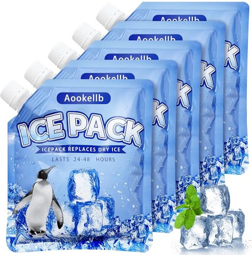 Reusable Ice Packs for Cooler - Long Lasting Cold Freezer Packs for Coolers and Lunch Boxes - Cooler Ice Packs for Camping Gear, Fishing, Road Trips, Beach Must Haves (Lunch Box Size 5-Pack)