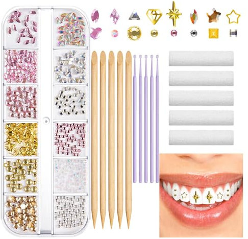 Zähne Kristalle | Modisches Kristall Kit für Frauen Männer Zähne - Langanhaltender Glanz Zahndekoration Anfängerfreundlich für Reisen, Dating, Party