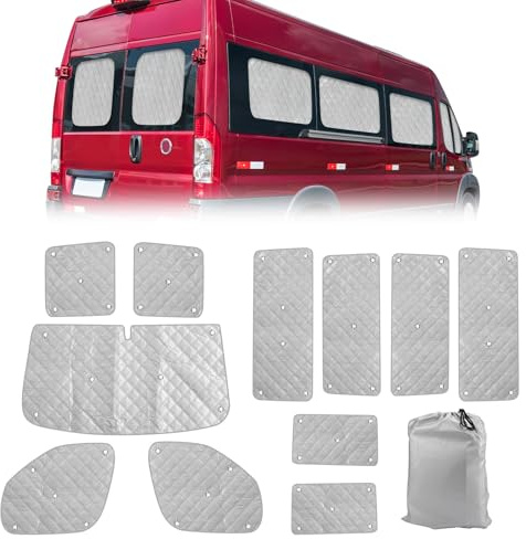 Sonnenschutz Auto Frontscheibe Ersatz für 2006-2026 FIAT Ducato Thermomatte | 11PCS Verdunkelung Windschutzscheiben Schutz Set, Internes Thermisches Jalousie Fenster Set mit Aufbewahrungsbeutel