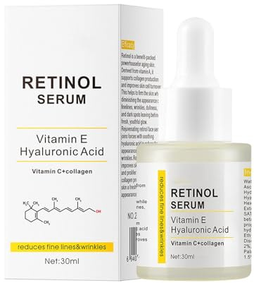 Siero al retinolo per il viso, siero idratante al retinolo anti-invecchiamento, cura della pelle per il viso con ialuronico, siero antirughe alla vitamina E, delicato e rassodante, nutre la pelle