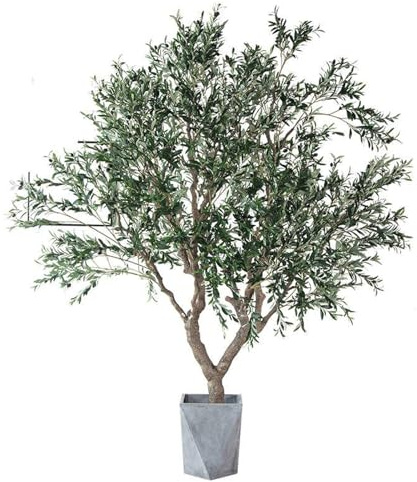 Künstlicher Olivenbaum, künstlicher Olivenbaum aus Seide mit Zweigen und Früchten, Olivenbäume für drinnen und draußen für Zuhause, Büro, Wohnzimmer, Foyer, Veranda, Dekoration(1.5m/59.1in/4.9ft)