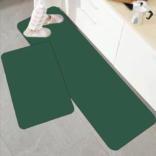 Hixingo Tapis Cuisine Antidérapant, Absorbant Diatomite Tapis de Cuisine, Tapis Cuisine Devant Evier, Lavable Tapis de Bain Tapis Vaisselle Tapis Douche (Vert Foncé,60x180cm)