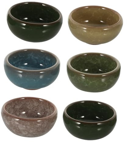 FUNOMOCYA 6pcs Ceramic Aromatherapy Essential Oil Mixing Bowls Ice Crack Texture for Beauty Salons and, Multi-Color Essential Oil Storage Containers for Blending and Mask Preparation