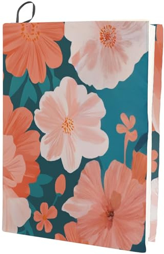 CRASPIRE Dehnbarer Buchumschlag Mit Blumenmotiv Pflanzenrosa Waschbar Wiederverwendbar Großer Buchschutz Aus Nylon Elastische Notizbuchumschläge Geeignet Für 9 x 11 Zoll Hardcover Bücher Klassenzimmer