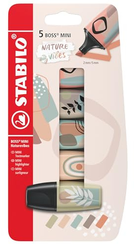 STABILO Highlighter BOSS MINI Naturevibes – 5-pack – blandade färger