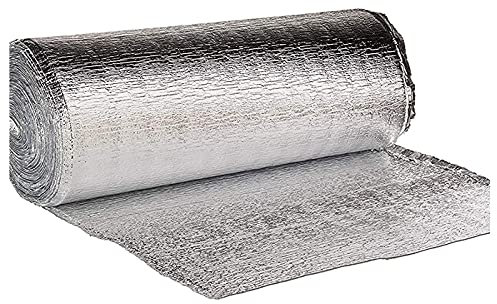 Isolierfolie Dämmfolie Aluminium-Luftpolsterfolie, 100 x 4,8 m, reflektierende Isolierrolle, Selbstklebende Doppelluftpolsterfolie, reflektierende Isolierungsfolie, Strahlungsbarriere zum Wetterschut