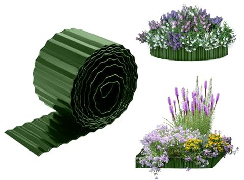 Bordure de jardin en métal galvanisé flexible de 10 m pour parterres de fleurs surélevés et entoure d'arbres, bandes de bordure de paysage robustes pour projets de jardin à faire soi-même (vert)