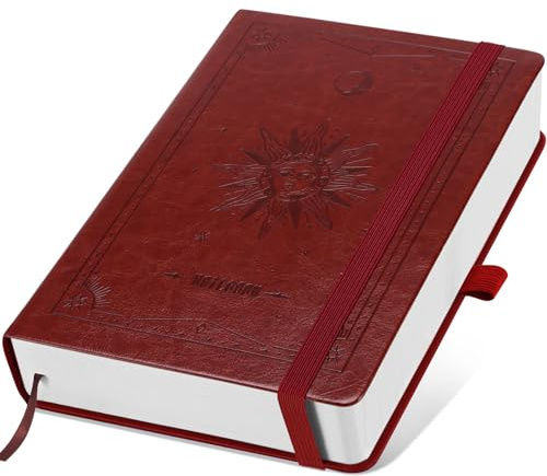 AWBETY Cuaderno de Notas A5,300 páginas, papel 100g/m², se abre 180° plano | Portada blanda de diseño vintage de cuero | Ideal para Bullet Journal profesional y estudio (Marrón)