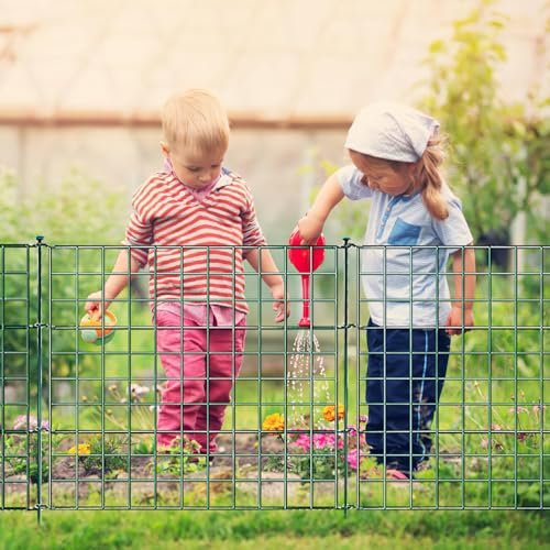 Jaxguom Recinzione per laghetto da giardino, set completo di 10 elementi di recinzione, lunghezza 7,5 m, con 12 barre di fissaggio, recinzione per cani, set per barriere animali (dritto, verde)