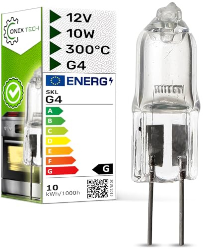 ONIX TECH Halogen Glühbirne Dunstabzugshaube G4 12V 10W 300°С Halogen Leuchtmittel mit Original Code 00168834 00176007 00189351 00420228 531087 für Bosch für Siemens für Küppersbusch