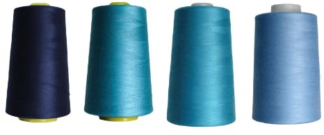 Rhapsew Overlocking Thread Cones – 4 x 5000m | Assorted Sets | Polyester Overlocker Thread for Serger & Sewing Machines | Tailoring, Dressmaking & Repairs (Blues)