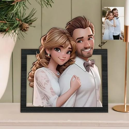 Cornice 3D colorata in acrilico con foto in stile cartone animato, opera d'arte digitale per decorazione domestica, regalo di San Valentino e compleanno, stile classico moderno, idea regalo romantica