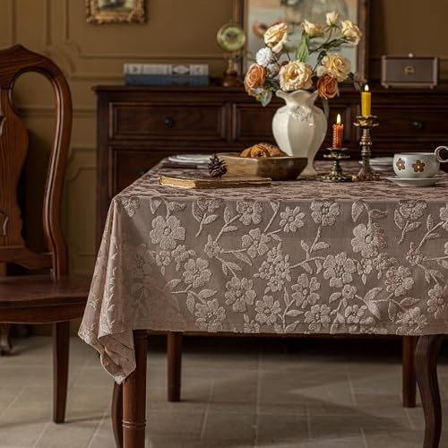 hometrixx Tovaglia Pizzo Vintage 140x180cm - Ricamo in Velluto con Fiori, Copritavolo Elegante Retrò per Salotto & Comodino (Modello 1)