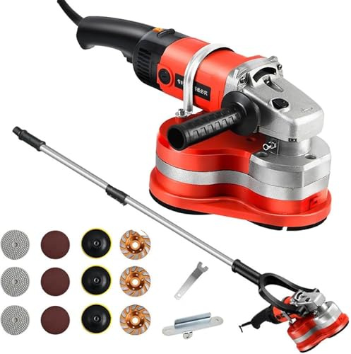 Floor Polisher Machine Concrete Floor Grinder, with 6-Speed Adjustment,3 Diamond Grinding Wheels, No Dead Ends Design for Stone Concrete Marble Granite Polishing Cleaning and Thinset Removing