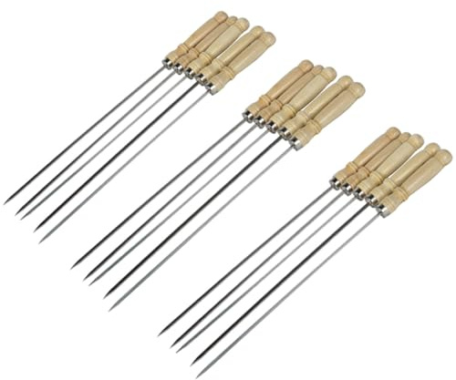 Hemobllo 25 pièces Lot de Brochettes à Barbecue Acier Inoxydable avec Manche Brochettes Plates Antirouille pour Griller Viandes et Légumes Durables et Réutilisables