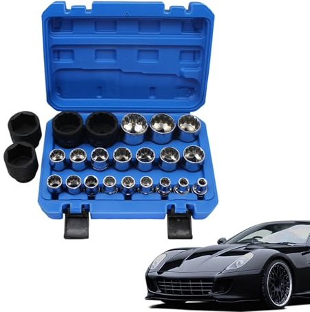 Tanxier Jeu de Douilles - Kit de Douilles pour Ménage | Jeu de Clé à Cliquet Ergonomique 21 Pièces pour Garage Marine Électrique Atelier Construction Automobile Mécanique
