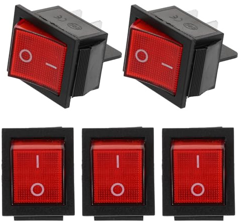 HANABASS 5 pièces Interrupteur à Bascule Bateau Bouton Marche Arrêt Rouge Broches Interrupteur Alimentation Haute Puissance pour Générateur Rv Voiture Bateau et Appareils Électroménagers
