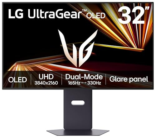 LG UltraGear OLED GX8 Gaming Monitor 32GX850A-B, 4K UHD, 32 inch WOLED Glare panel, Dual mode 165Hz - 330Hz, 0.03ms, HDR 400 True Black, NVIDIA G-Sync compatible & AMD FreeSyncPro, DP, HDMI 2.1,Black