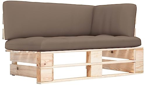 QZZCED Canapé d'angle de jardin en palettes en bois de pin imprégné, résistant aux intempéries et durable avec coussin inclus pour patio ou terrasse, design modulaire pour ensemble