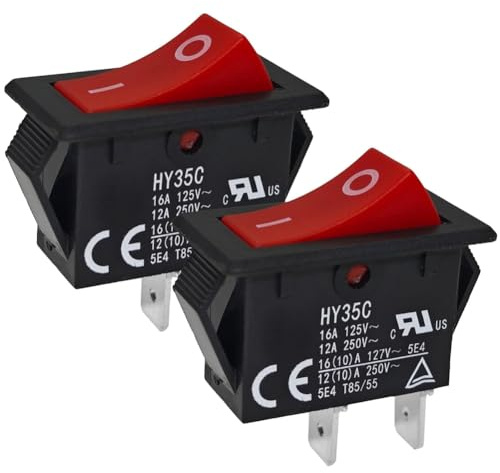 NIZEAMI HY35C Druckknopfschalter (2er-Pack) - EIN-Aus 2-Poliger AC 125/250 V 16/12 A Wippschalter für Industrielle Elektrik
