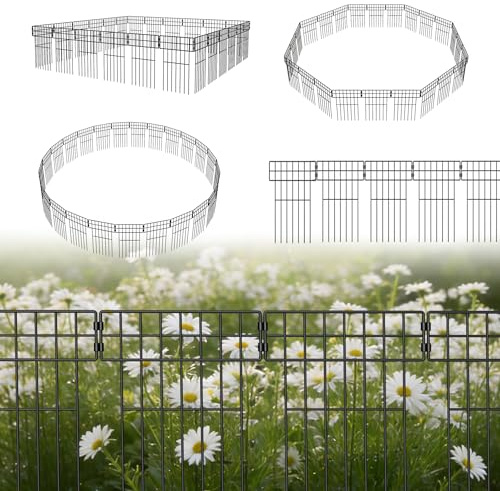 LZQ Dekorativer Gartenzaun Metall Steckzaun, Tierbarriere Zaun ohne Graben, Beetzaun Gitterzaun für Garten Hof, Tierzaun modularer Metallzaun Patio-Grenze Hundezaun Tier Barriere 10er Set, Typ B