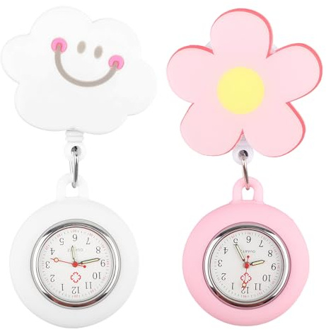 Zynqo 2 Pcs Montres Infirmières à Quartz avec Aiguilles Lumineuses, Étui en Silicone Souple, Montre Broche pour Blouse Médicale, Lecture Facile, Usage Quotidien Médecins et Personnel Soignant