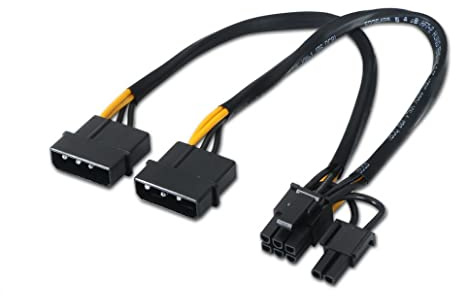 CABLEPELADO Cable alimentación 4 Pines Macho Molex a 6+2 Pines PCI Express | Cable de Fuente de alimentación a Tarjeta gráfica | 6+2 Pin PCI Express | 20 cm