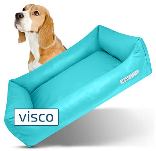 dogsfavorite Hunde-Bett mit Visco-Kissen - waschbares Hundekörbchen - hochwertiges Hundesofa - gelenkschonendes Hundekissen - robuste Hundematte - türkis - Gr. L - 115 x 85 cm