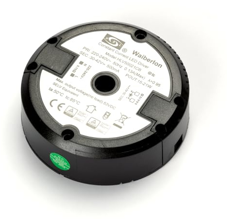 Waiberlon HBL HLV50021CB - Conductor LED de corriente (30-42 V, 500 mA, 15-21 W, redondo, HBL)