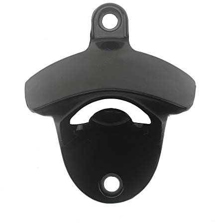 Luwanburg Stainless Black Wall Mount Beer Bottle Opener with black Mounting Screws