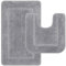 Pauwer Set di 2 tappetini da Bagno Morbidi in Microfibra, assorbenti da Bagno, Antiscivolo, Lavabile, Tappetino da Doccia e Tappetino per WC a Forma di U, Colore: Grigio, 53 x 86 cm+50 x 50 cm