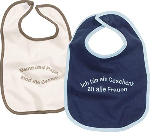 Playshoes 807037 Lustige Sprüche Mama & Papa/Geschenk Frauen Klettlätzchen 2er Pack, mehrfarbig