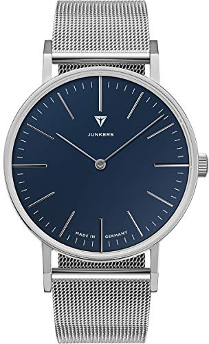 Junkers Dessau Analog Quarz Uhr Edelstahlarmband Saphirglas Indizes blau 9.16.03.01.M