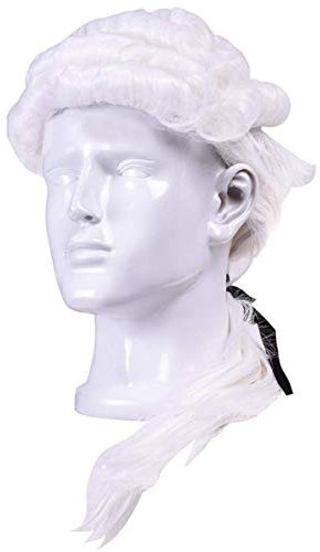 NUOBESTY Judge Court Lawyer Cosplay Perücke Mit Langen Lockigen Haaren Für Kostümpartys Barock-stil Unisex Weiße Farbe Für Halloween Und Theateraufführungen