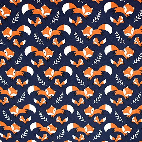 MAGAM-Stoffe Fuchs-Mich Jersey Kinder Stoff Oeko-Tex Meterware 50cm (dunkelblau)