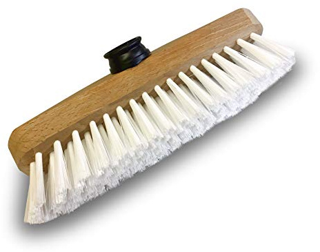 Kibros Balai Brosse Lave-Pont 22 cm PPL Blanc sans Manche Monture Bois | Garnissage PPL blanc synthétique, semelle bois, douille vissante plastique, lavage récurage ponts carrelages terrasses.