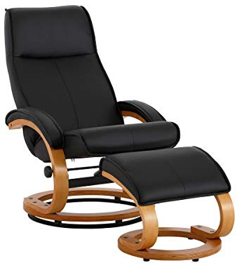 Loft24 A/S Pam Relaxsessel Fernsehsessel mit Relaxfunktion Lounge Lesesessel mit Hocker Fußhocker (grau, Kunstleder)