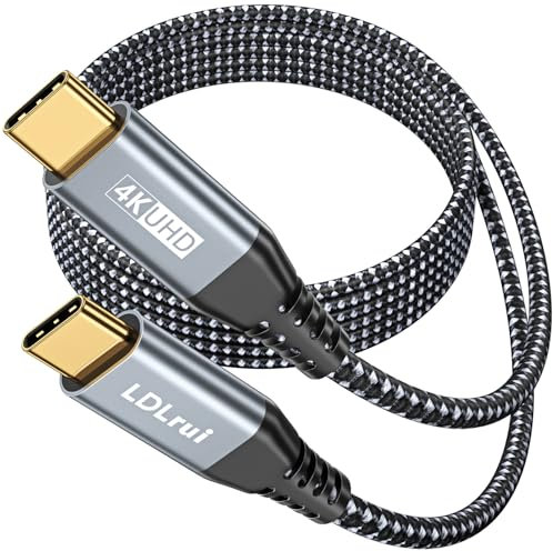 Câble d'écran USB C vers USB C 1,8 m, sortie vidéo UHD 4K, câble de données 20 Gbps, câble de charge PD 3.0 100 W, câble USB 3.2 Gen 2 × 2 pour MacBook, iPad, iPhone 16/15, Samsung S25/24, Dell