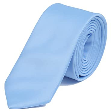 DWOY Herren Krawatte Solid Color Satin Schmale Herren Krawatte 6 cm (Hellblau)