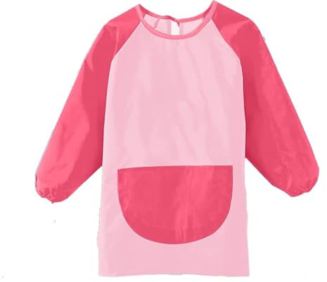 Nytlivet Malschürze Kinder,Wasserdicht Kinder Malkittel, Küchenschürze Malschürze, Malschürze mit Langarm,für Schule Kunst Malerei,Kochen,Essen,Laboraktivität (Pink)