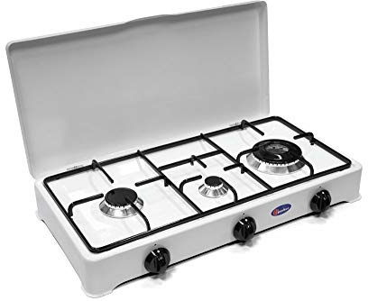 Hornillo de mesa Parker de 3 fuegos de metano, uso externo, doble corona de 3,5 kW, 5328GPM/C