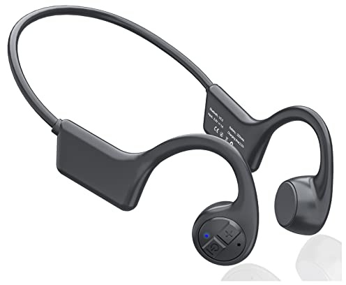 ROPASOMIC Bone Conduction Headphones, 12 Hours Playtime Bluetoeth 5.3 Headset Open Ear Wireless Earphone - IP55 Sweatproof Built-in Mic,Perfect for Running Cycling Hiking Workouts(Black)