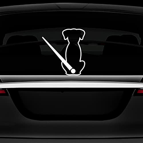 Leniutor Dog Wiper Sticker for Cars, Waterproof Vinyl Cute Dog Waving Tail Rear Window Windshield Sticker Decal, Funny Lovely Animal Rear Wiper Decoration 5.43 x 10.62 (Reflective White)